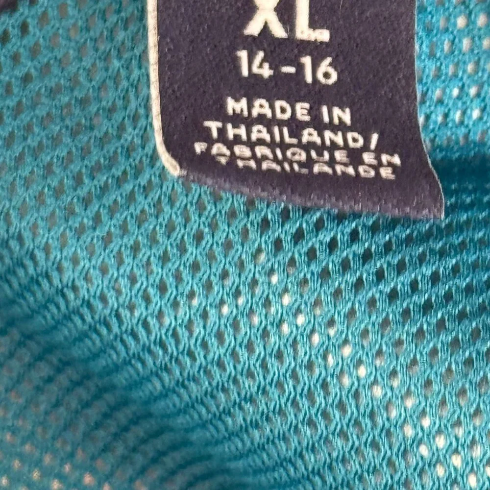 Lands End Kids Rain Jacket Waterproof Hooded XL 14 16 Teal Lightweight Coat - Picture 2 of 16